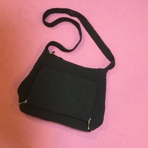 Black woven/crochet style shoulder bag